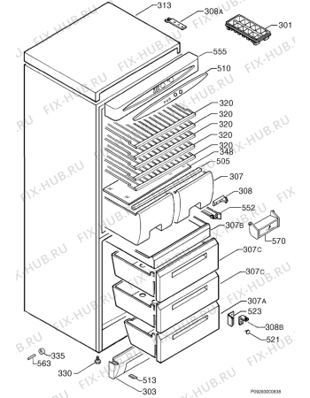 Схема №1 FC2000P/3 с изображением Сосуд для холодильной камеры Electrolux 2144667025